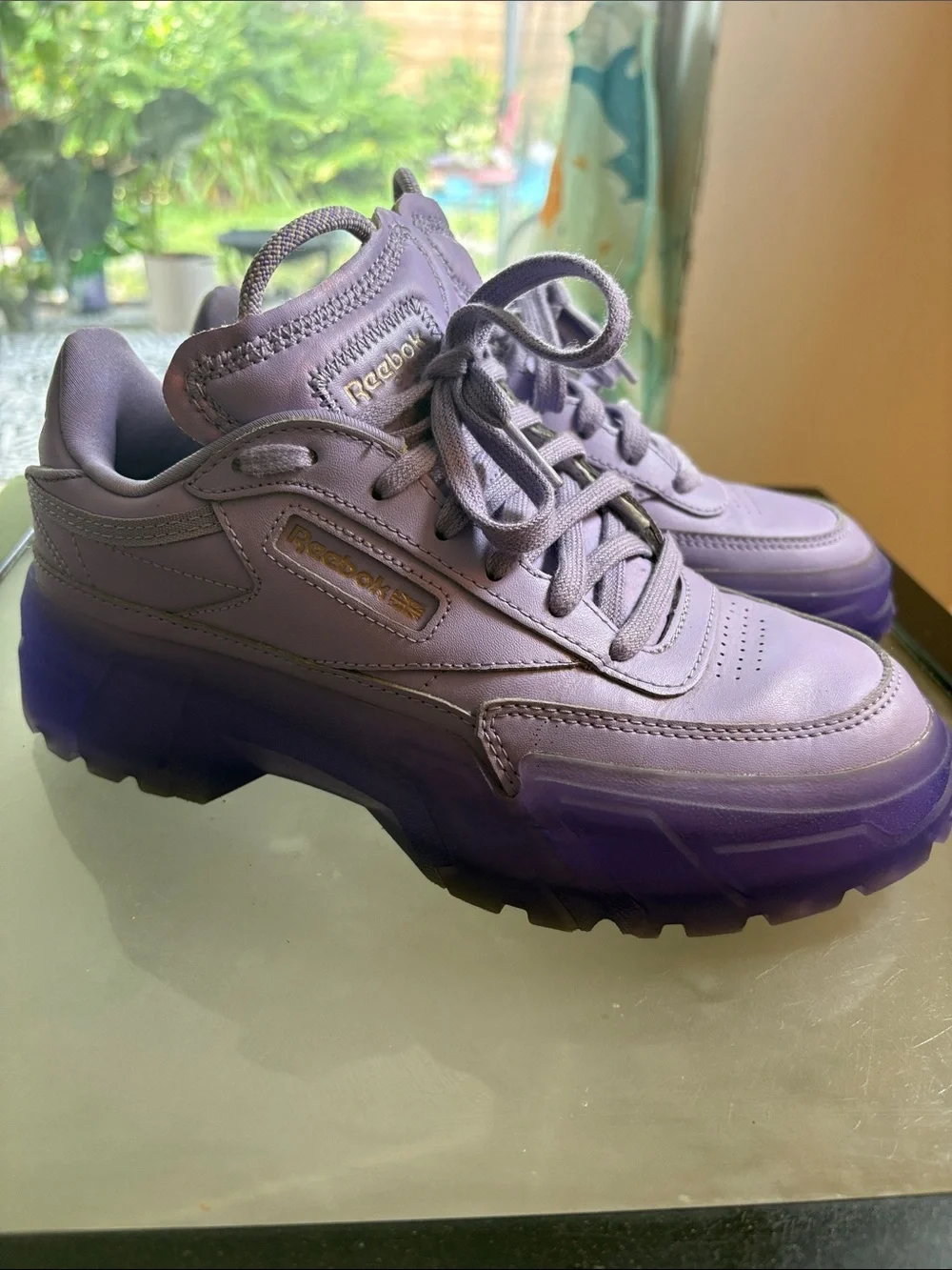 Reebok Cardi B  Women's Lavender Lilac Platform Sneakers